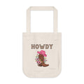 Howdy Cowboy Boot & Flowers Organic Canvas Tote Bag