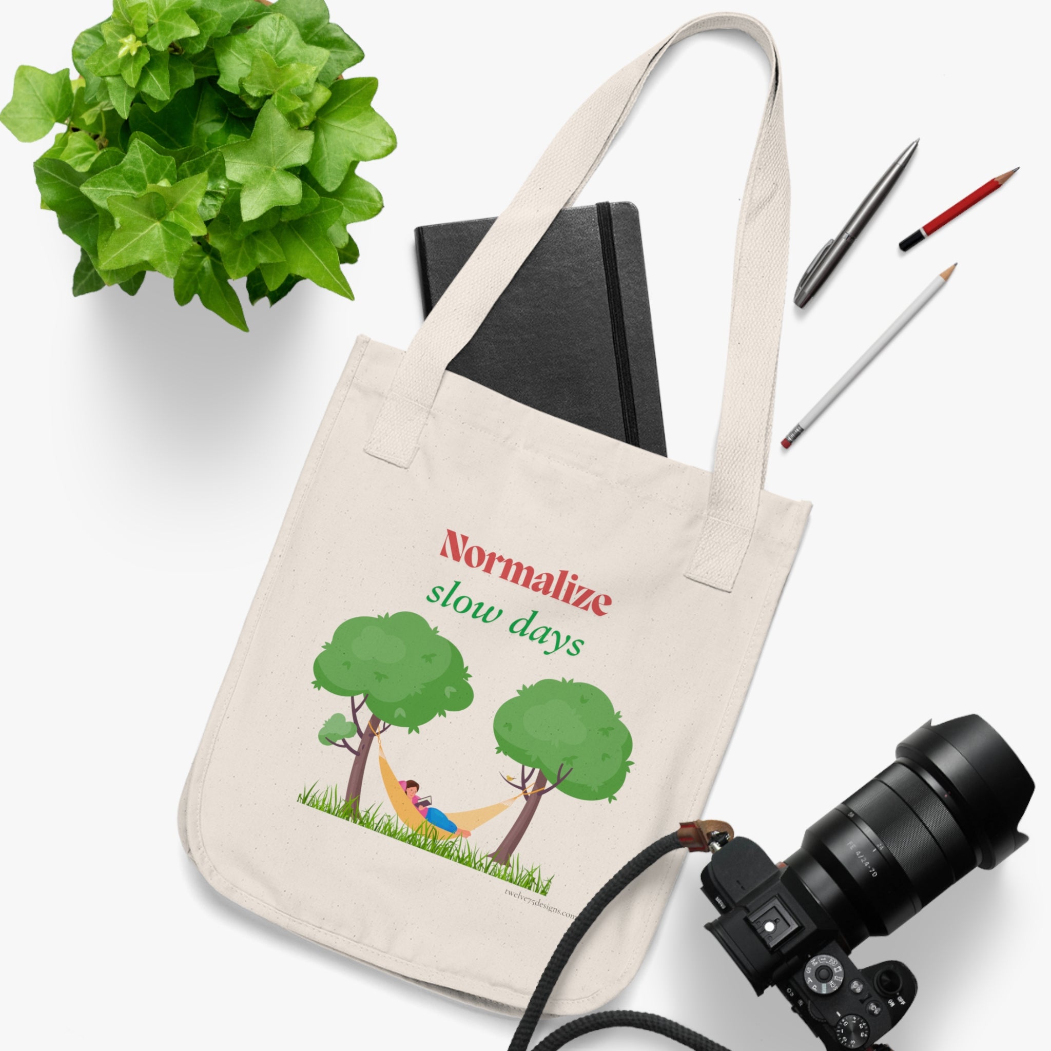 Normalize Slow Days Organic Canvas Tote Bag
