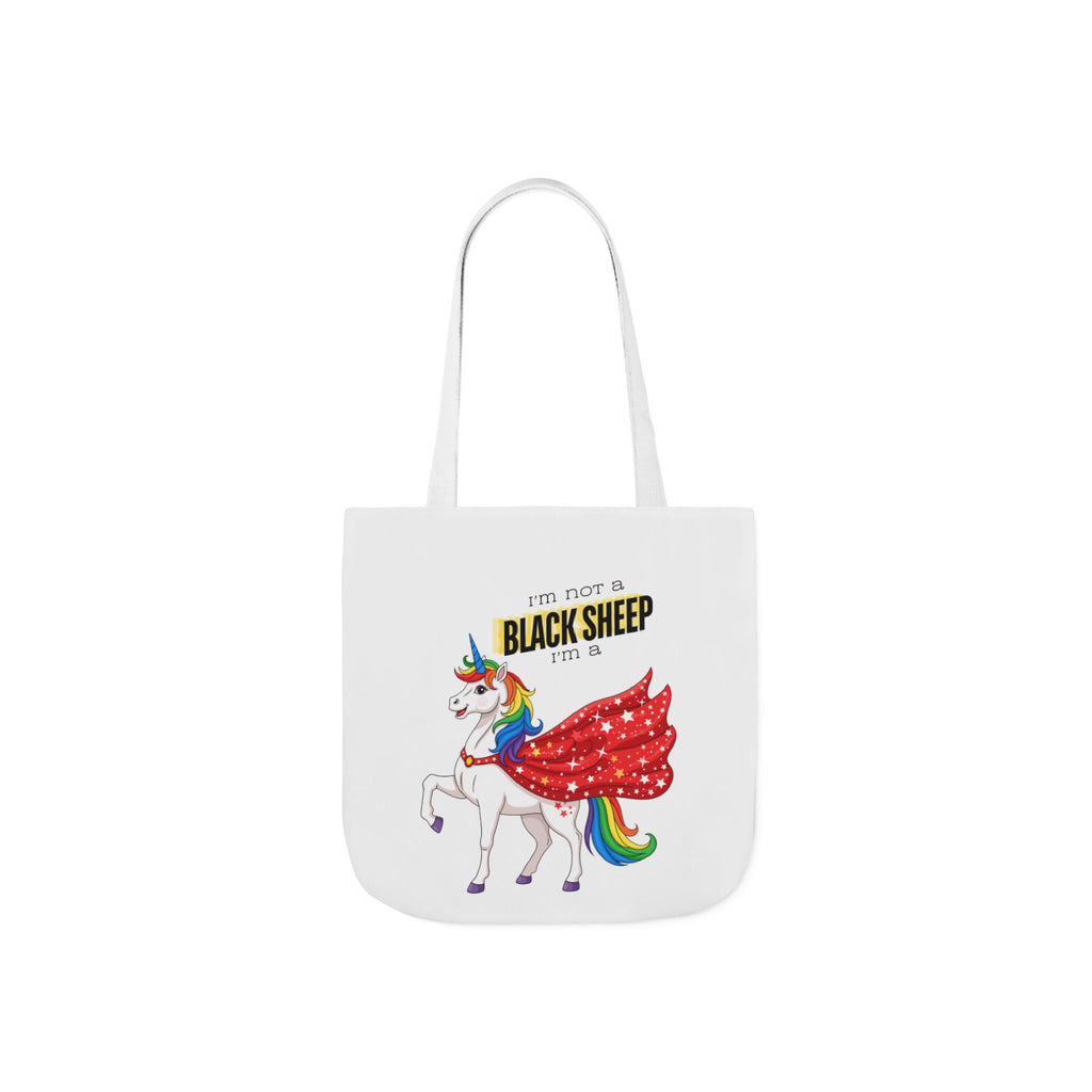 “I’m Not a Black Sheep… I’m a Unicorn” Canvas Tote Bag – Colorful Statement Design