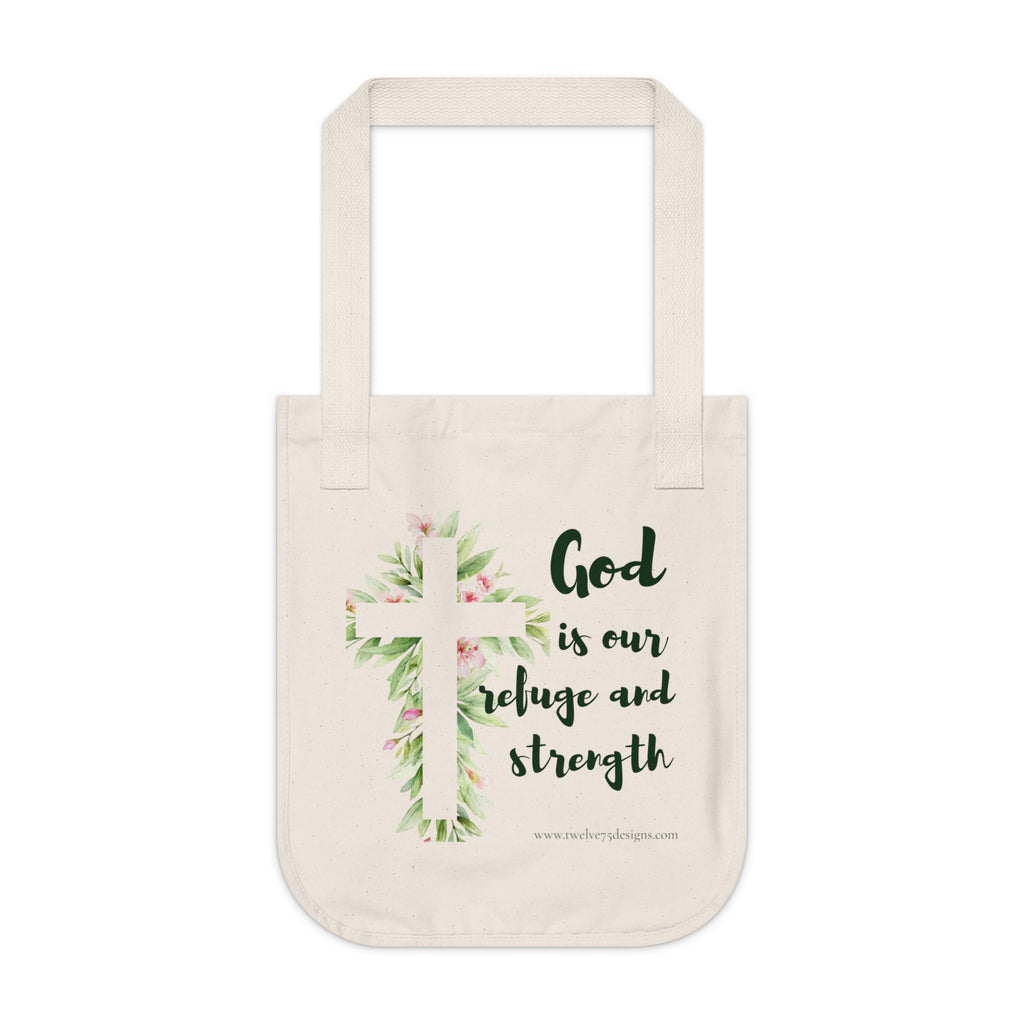 God Is Our Refuge and Strength Organic Canvas Tote Bag