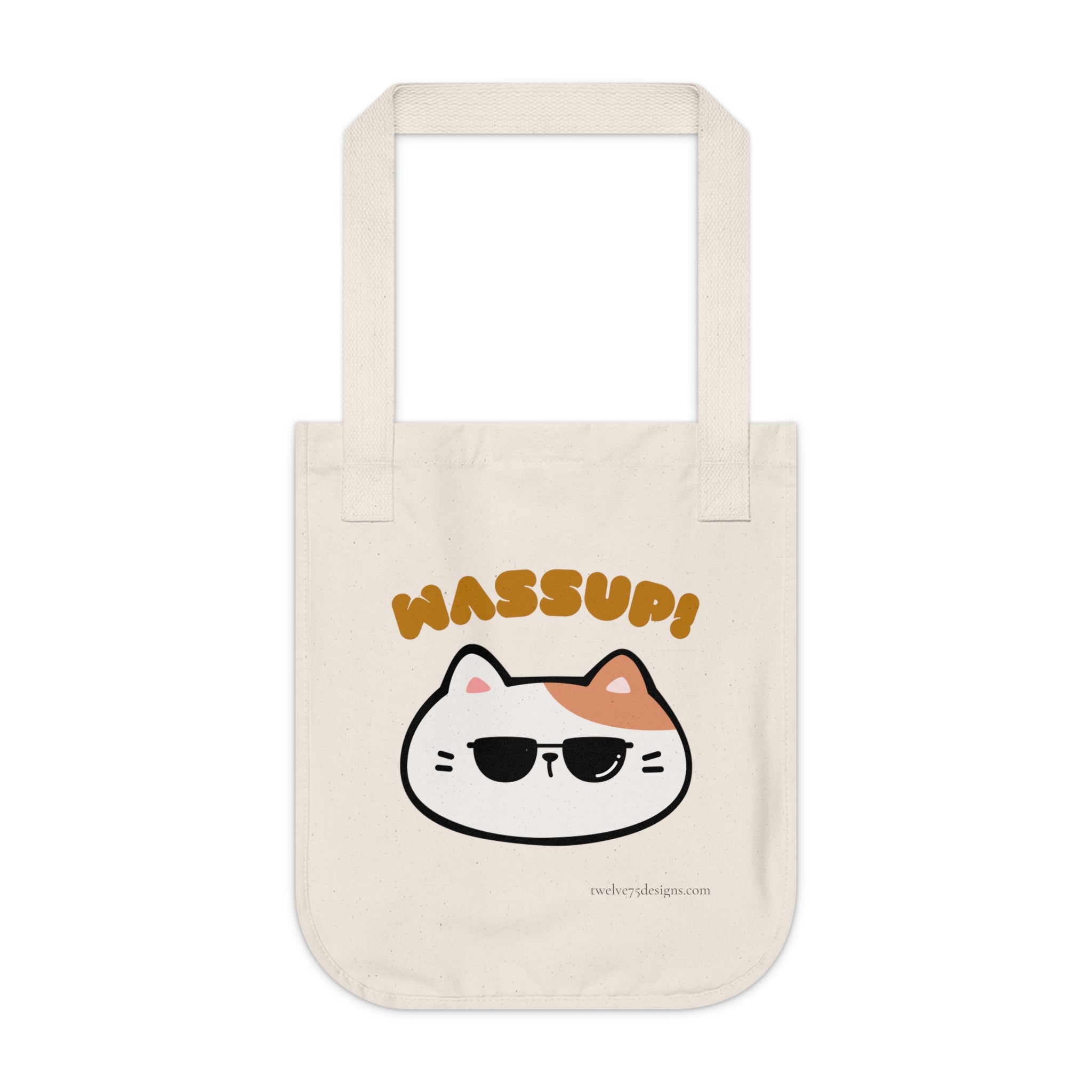 Wassup! Cat Organic Canvas Tote Bag | Designs by Cat Collection