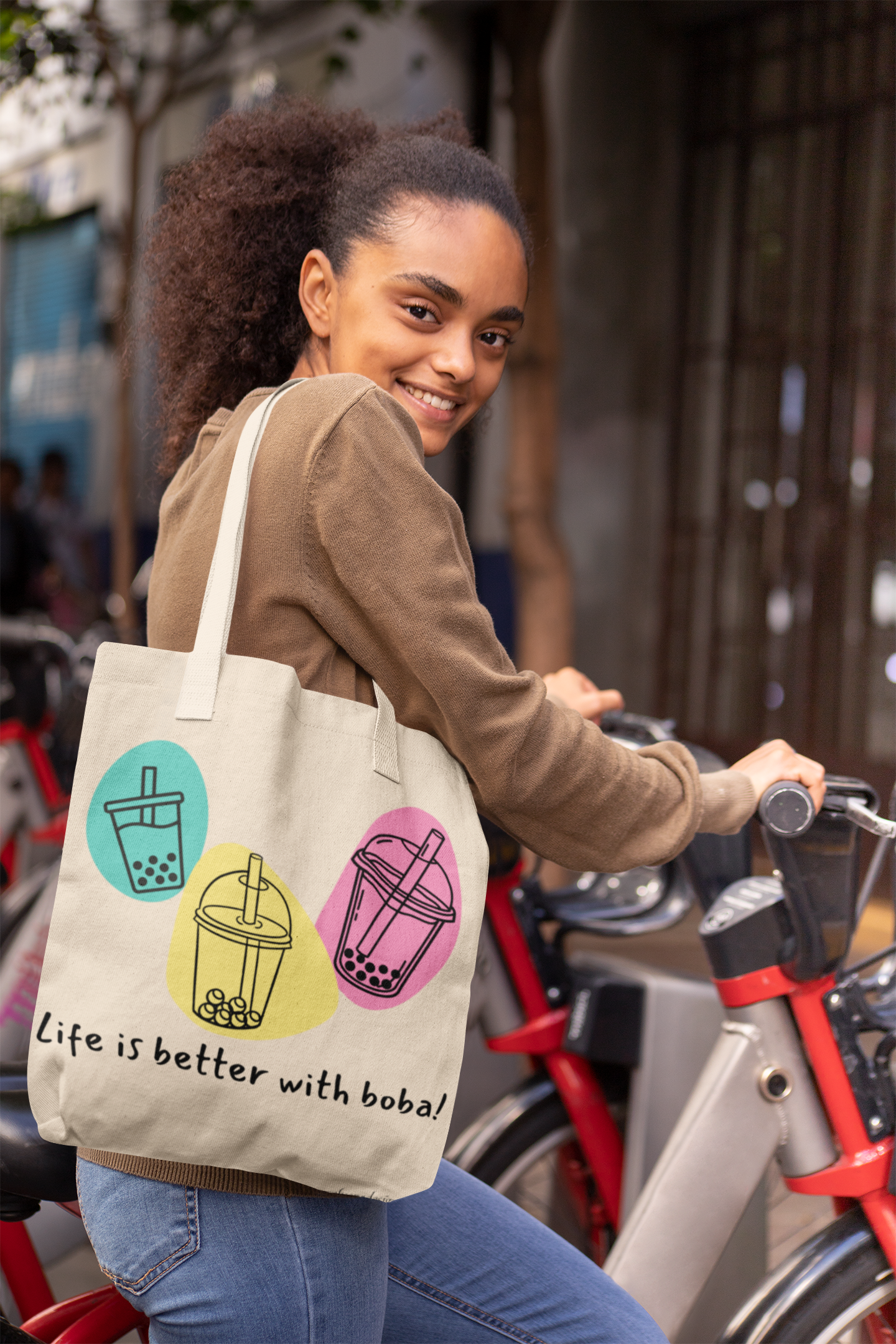 Life Is Better With Boba Organic Canvas Tote Bag | Designs by Cat Collection